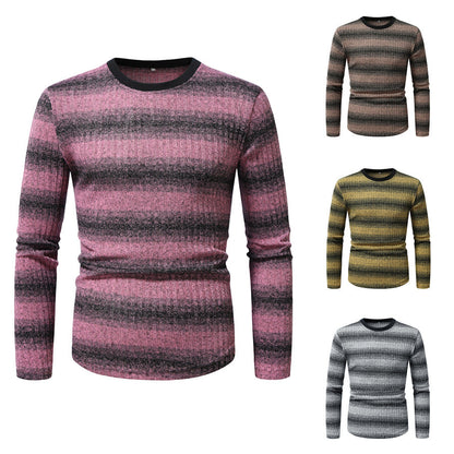 Herren Langarmshirt Strukturiert Streifenmuster Modern - BerlinGlamour