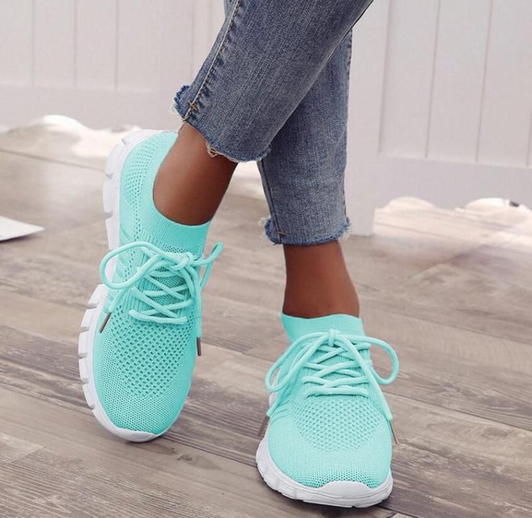 Damen Sneaker Sportlich Leicht Atmungsaktiv Netz