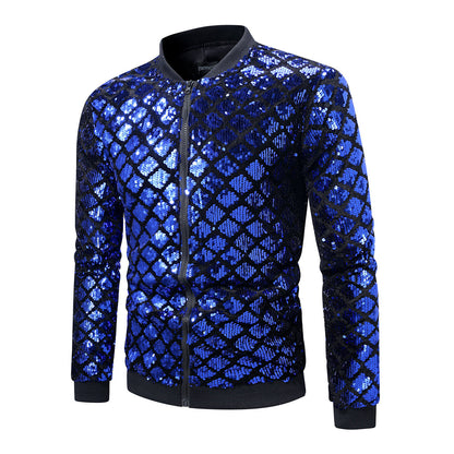 Herren Bomberjacke Glitzernd mit Strasssteinen Modern