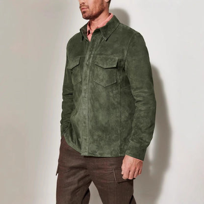 Herren Lederjacke Klassisch Wildleder Echtes Leder