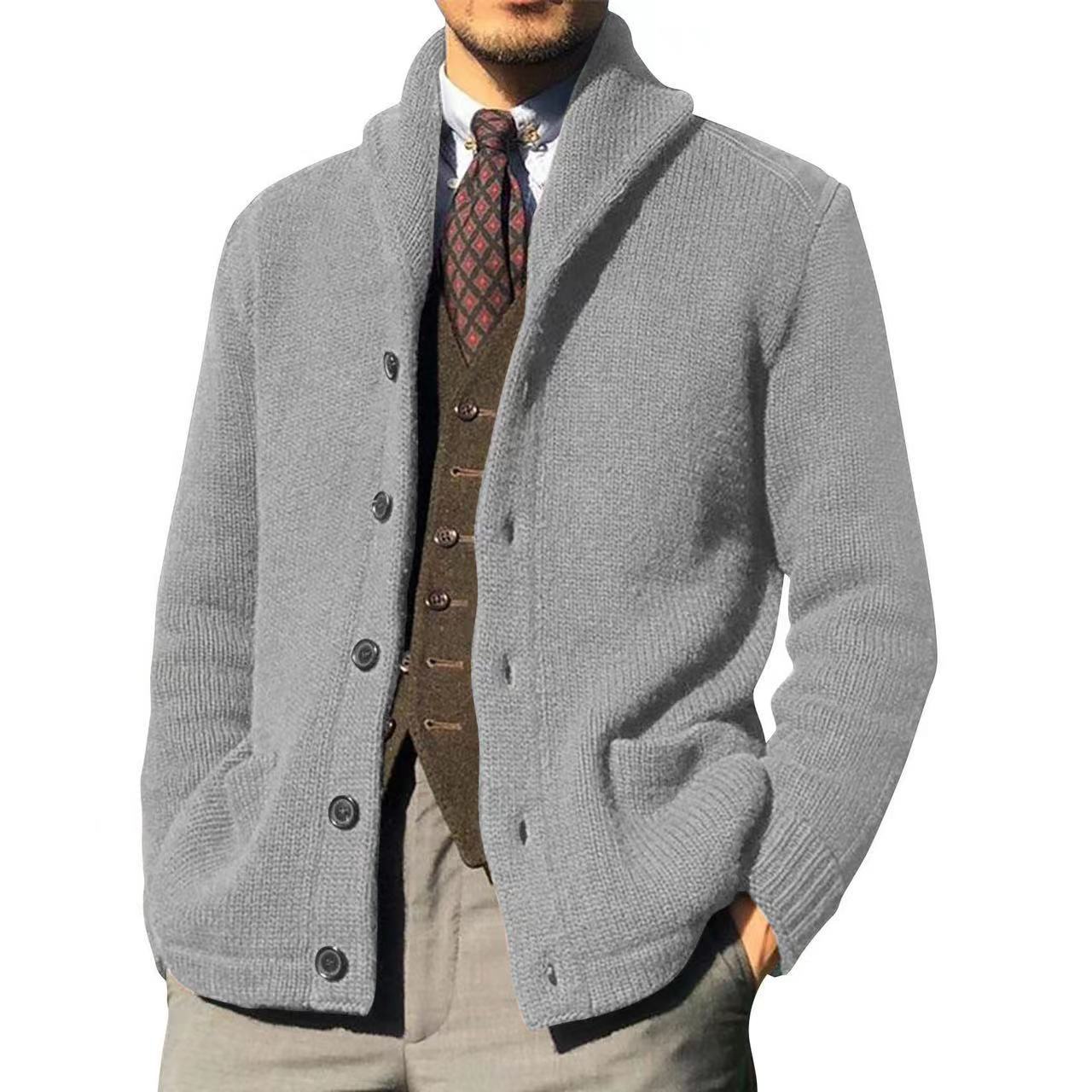 Herren Strickjacke Schick Kragen Knöpfe Modern