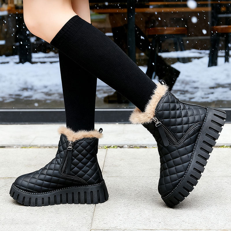 Damen Winterstiefel Flauschig Mit Reißverschluss