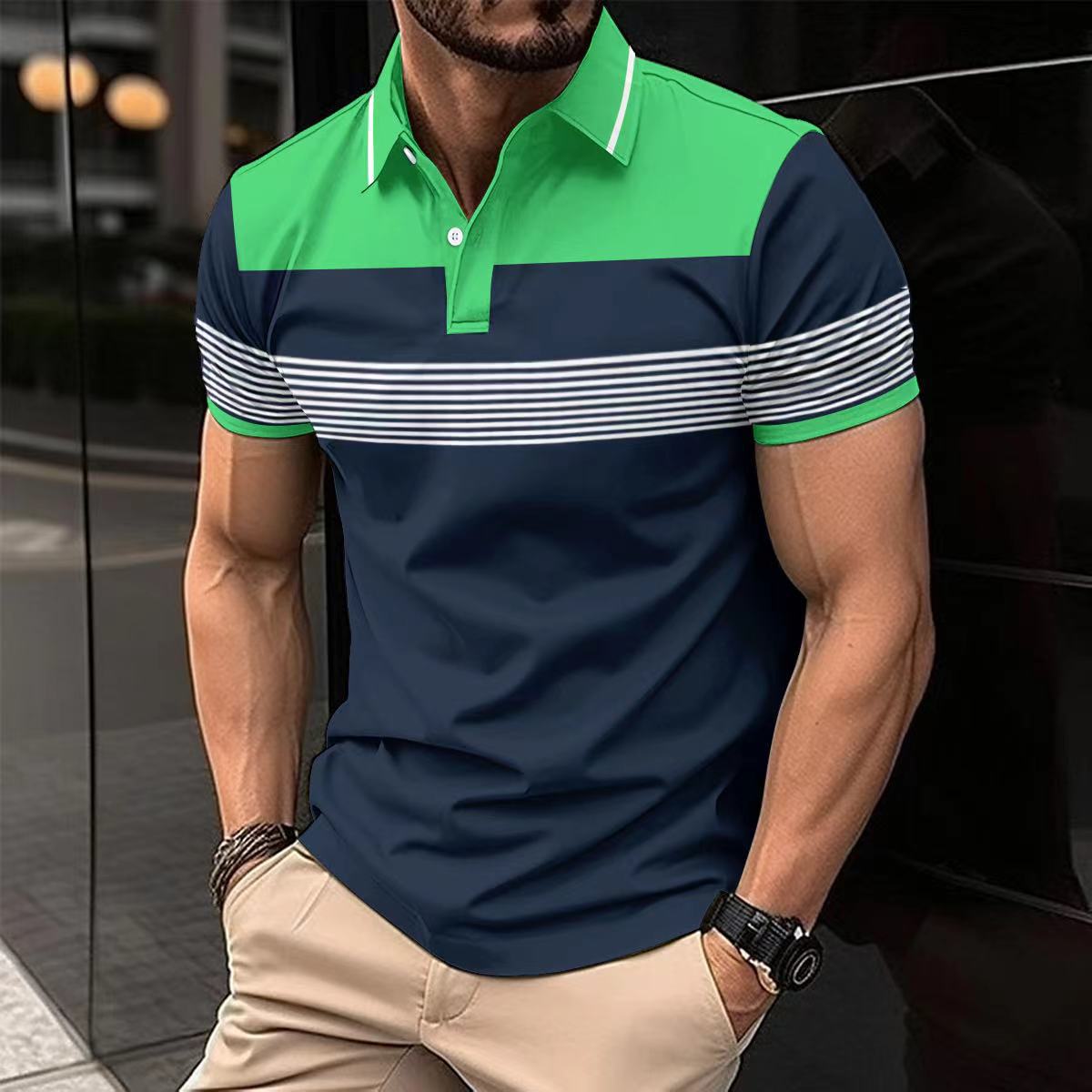 Herren Polohemd Streifenmuster Komfortschnitt Modern