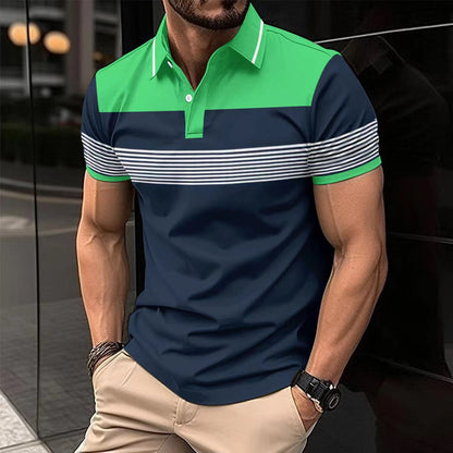 Herren Polohemd Streifenmuster Komfortschnitt Modern