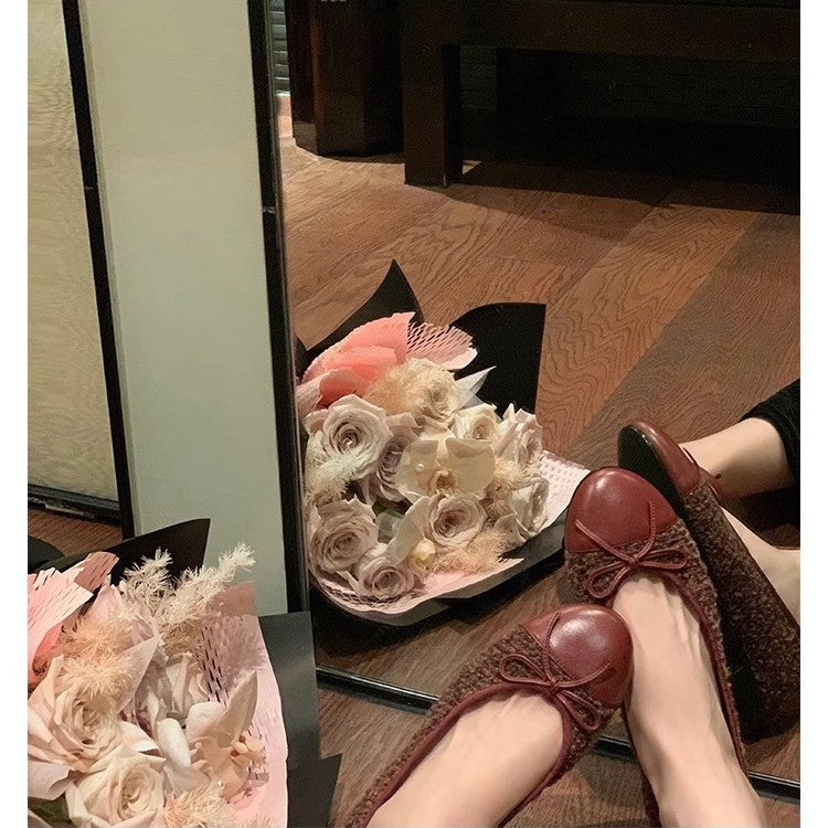Damen Ballerinas Bequem Schnürsenkel Elegante Schleife