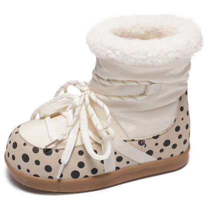 Damen Winterstiefel Warm Kuschelig mit Polka Dot Design