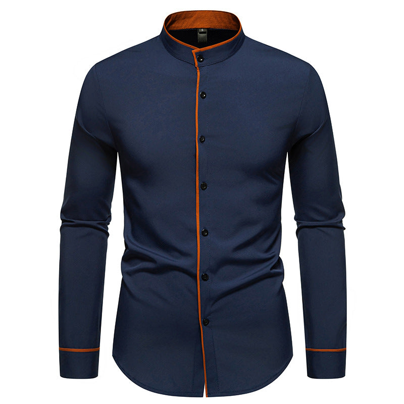 Herren Langarmhemd Modern Stehkragen Gestickt Elegant