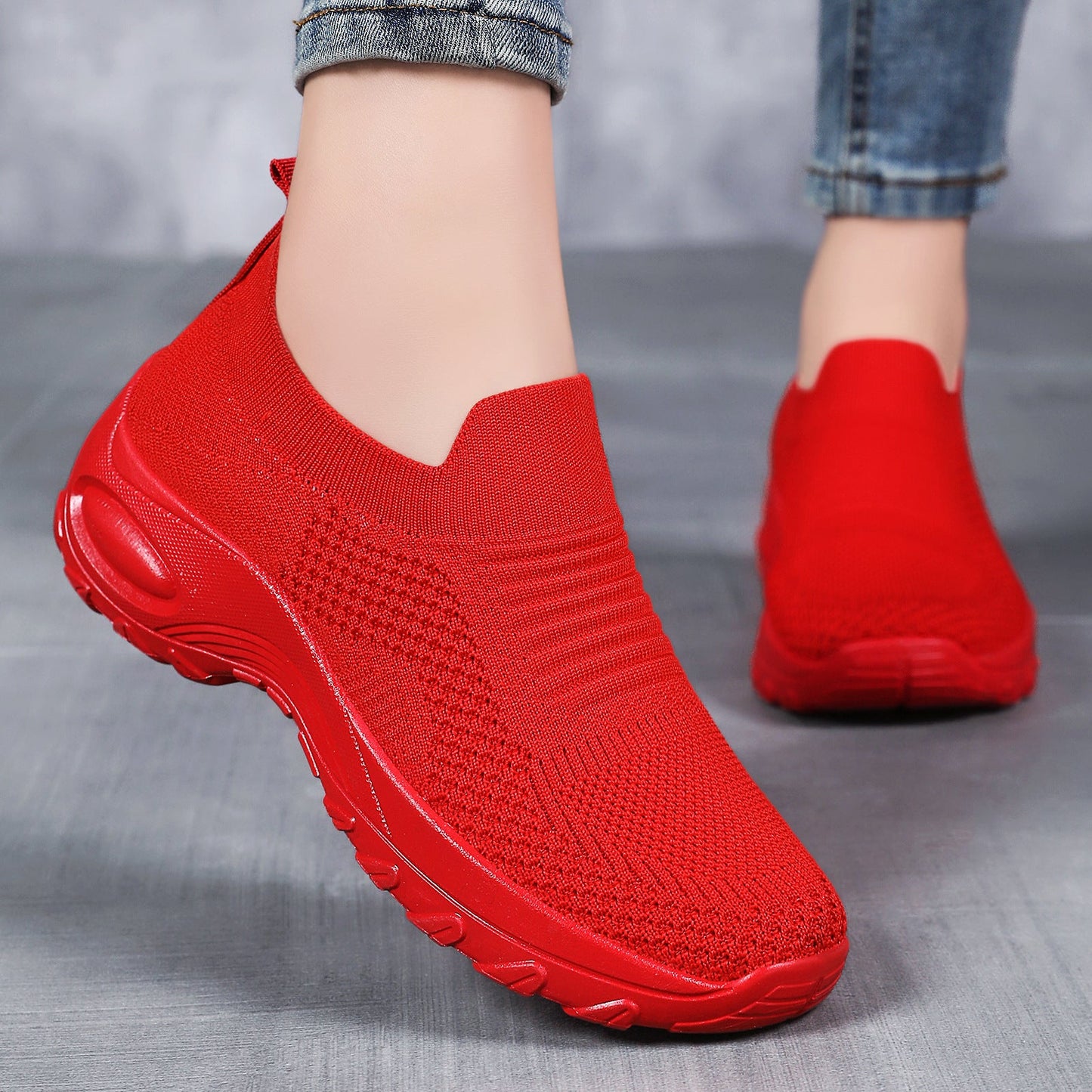 Damen Laufschuhe Bequem Atmungsaktiv Slip-On Elastisch