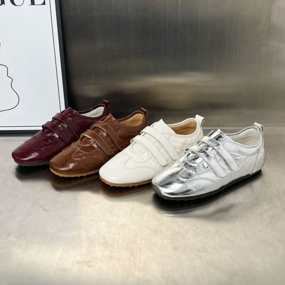 Damen Sneaker Glänzend Weich Klettverschluss