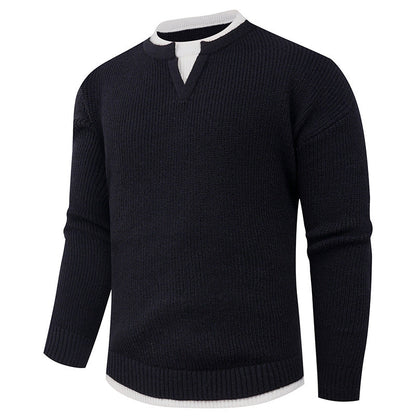 Herren Strickpullover V-Ausschnitt Feinripp Modern