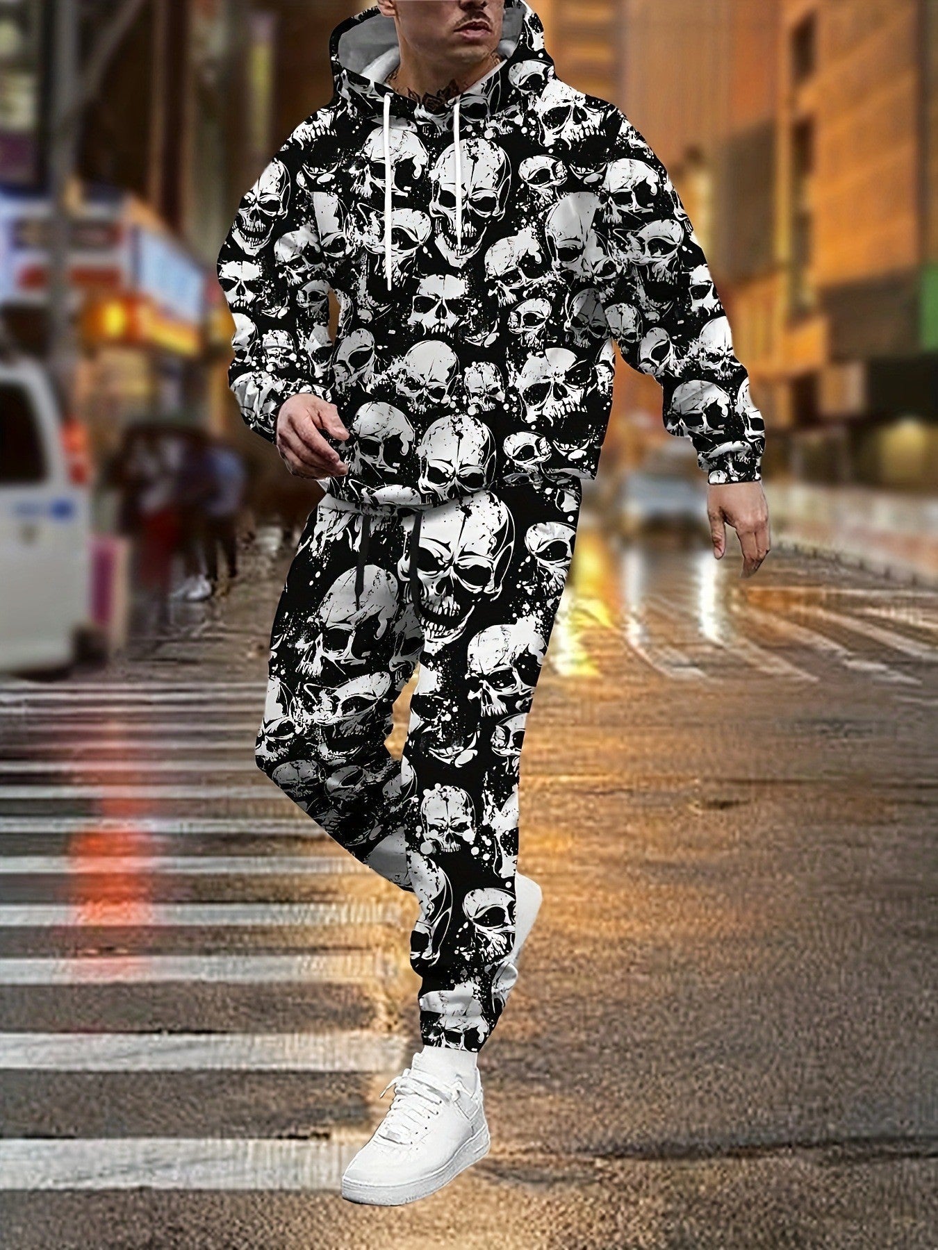 Herren Hoodie Jogginghose Bunt Comic Style Streetwear