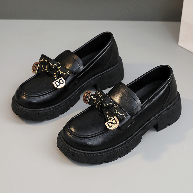 Damen Loafers Chunky Schuhe mit Schleife und Gummi Sohle