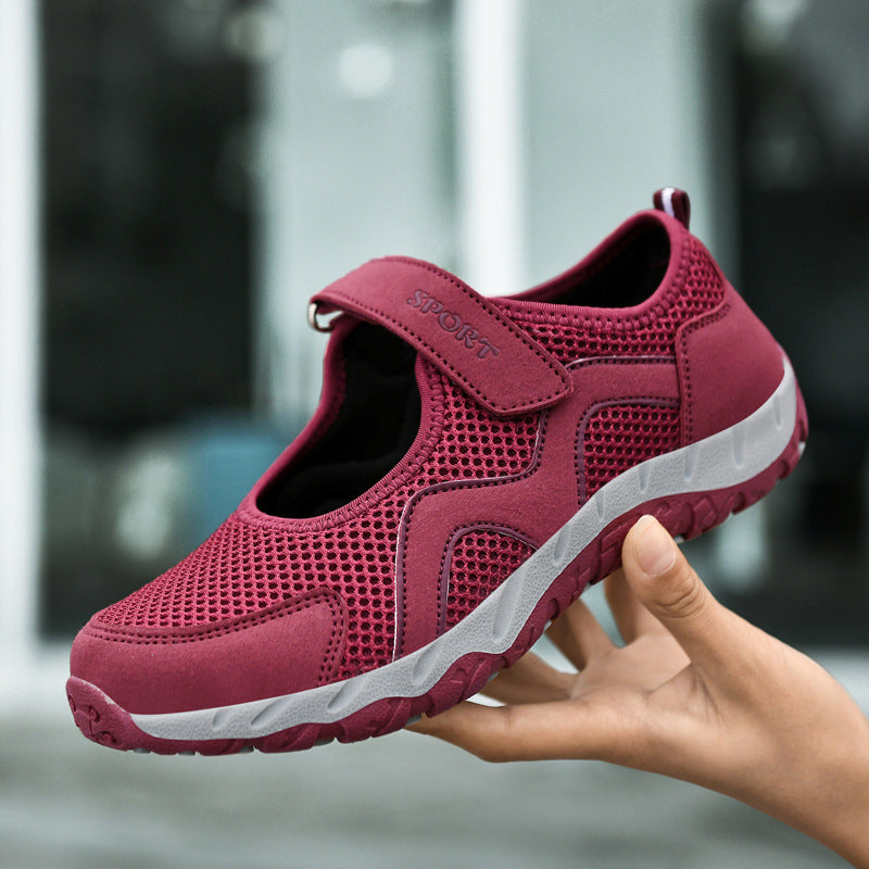 Damen Sport-Sneaker Atmungsaktiv mit Klettverschluss Komfort Schnürsenkel
