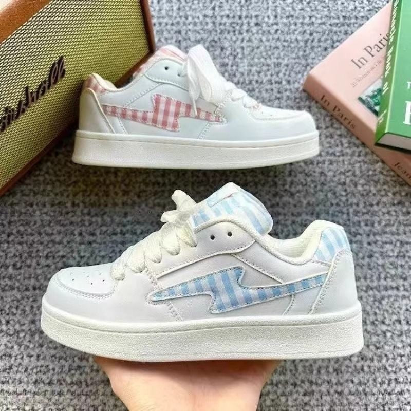 Damen Sneaker Sportlich Bequem Kariert