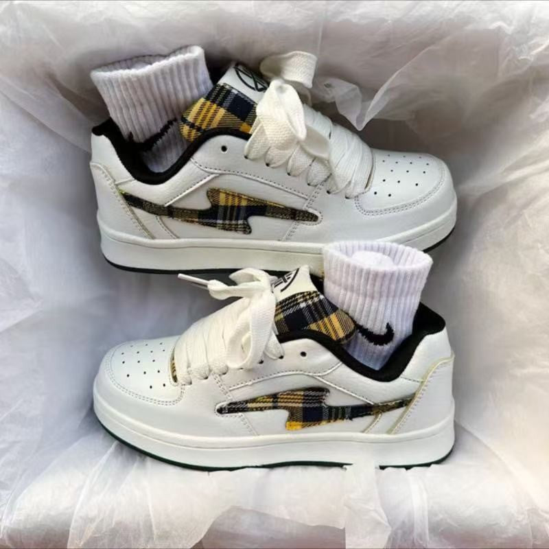 Damen Sneaker Karomuster Weich mit Dämpfung