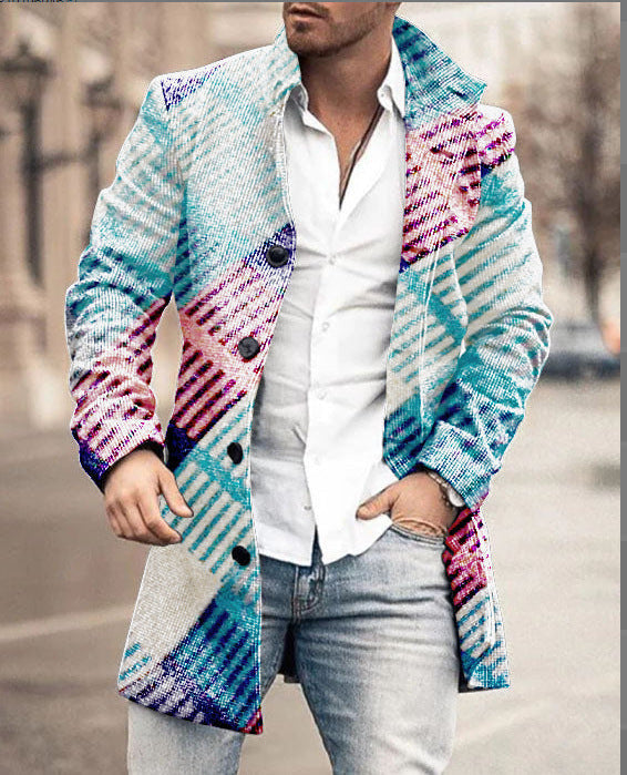 Herren Wollmantel Karo Modern Tailliert