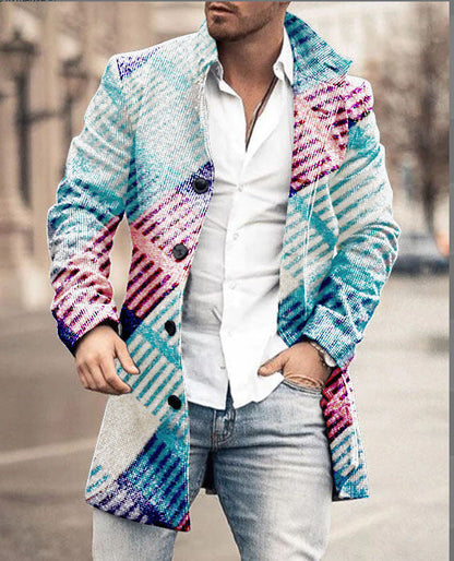 Herren Wollmantel Karo Modern Tailliert