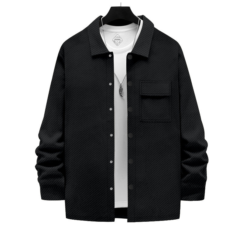 Herren Hemdjacke Lässig Mit Brusttasche Modern Strukturiert