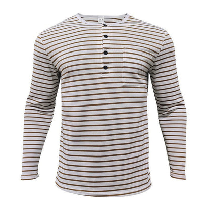 Herren Henley-Shirt Langarm Streifenmuster Klassisch