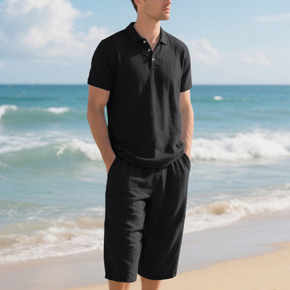 Herren Poloshirt Shorts Set Sommer Mode