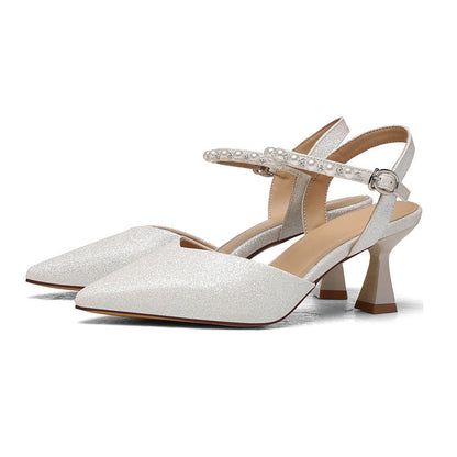 Damen Slingback Pumps Glitzer Schuhe Elegant Hochhackig