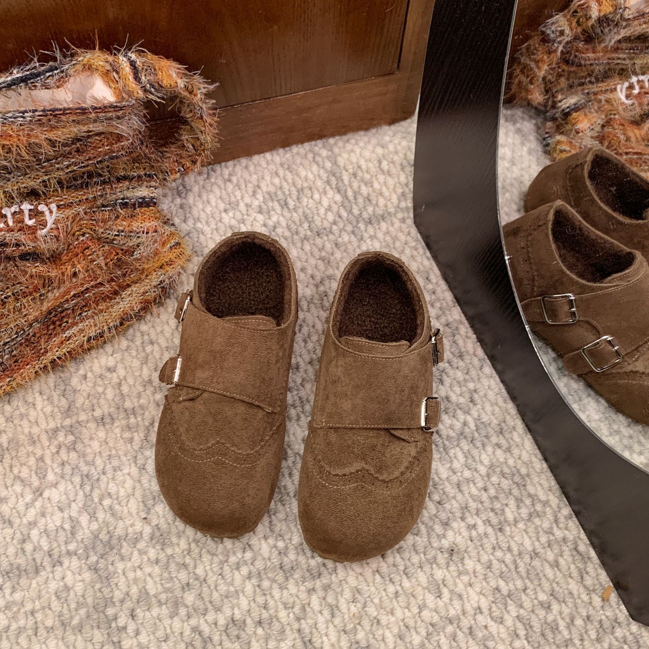 Damen Clogs Weichleder Bequem Schnallenverschluss Modern