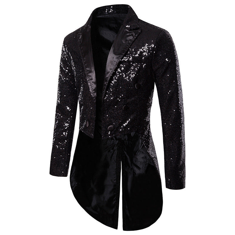 Herren Blazer Elegant Pailletten Asymmetrisch Modern