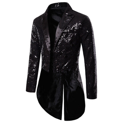 Herren Blazer Elegant Pailletten Asymmetrisch Modern