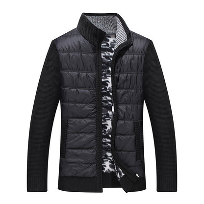 Herren Steppjacke Warm Gefüttert Kragenhoher Wintermantel