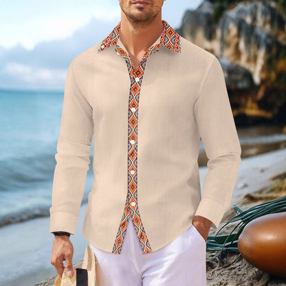 Herren Hemd Langarm Bunt Kragenmuster Modern