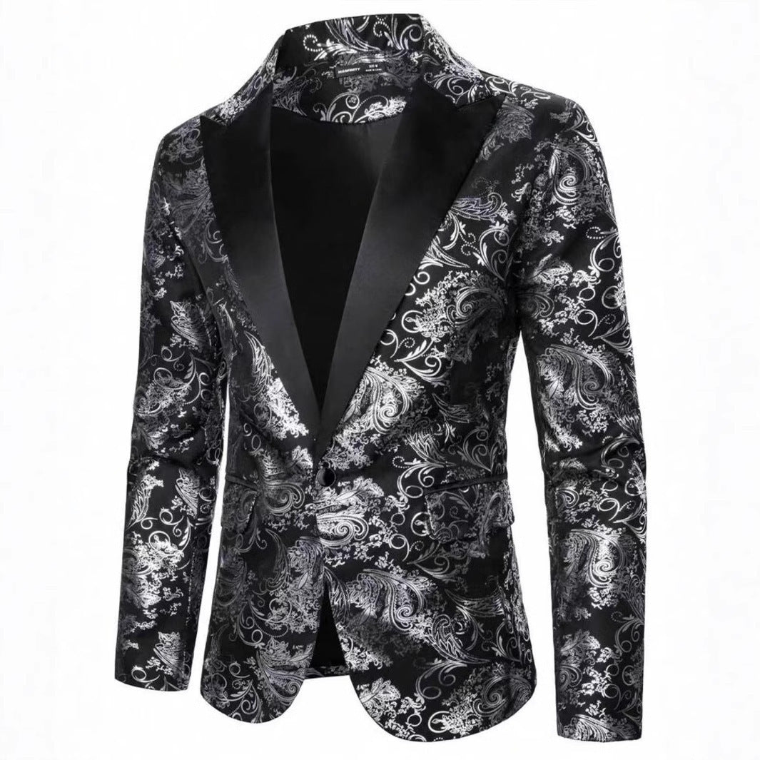 Herren Smokingsakko Elegant Floral Muster Schwarz - BerlinGlamour