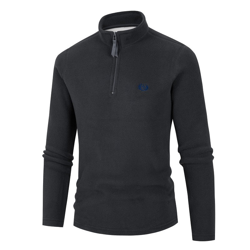 Herren Fleece Pullover Stehkragen Reißverschluss Sportlich Warm