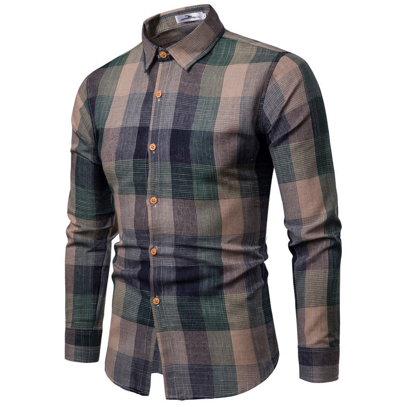 Herren Langarmhemd Karo Modern Trendy