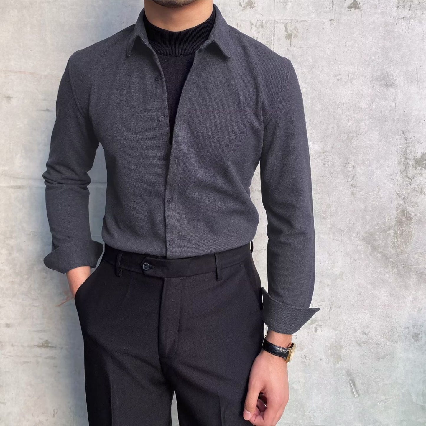 Elegantes Langarmhemd Herren Slim Fit Berlin Stil