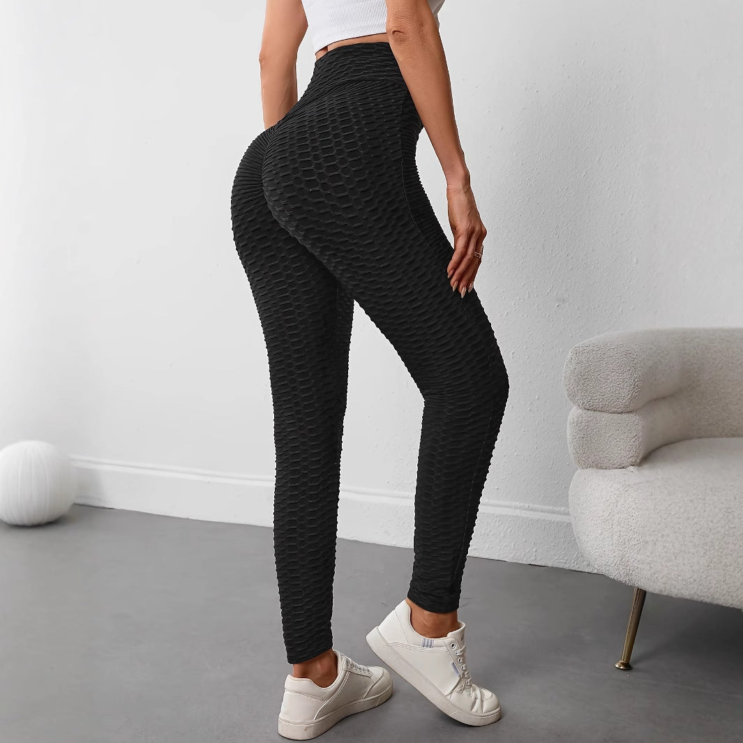Damen Sportleggings Hochtaillierte Strukturiert Fitnesshose