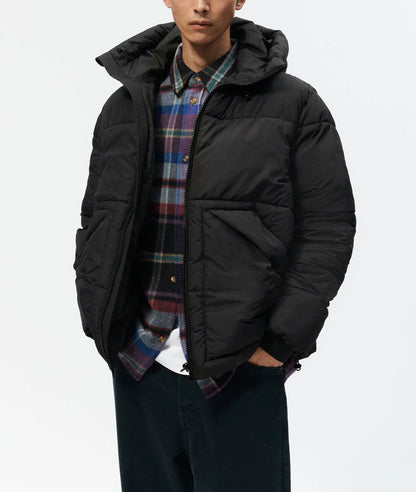 Herren Winterjacke Steppjacke mit Kapuze und Taschen