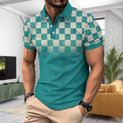 Herren Polohemd Modern Karomuster Atmungsaktiv