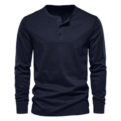 Herren Langarmshirt Modern Knopfleiste Slim Fit