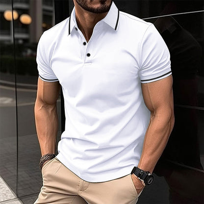 Herren Polohemd Elegant atmungsaktiv mit Kontraststreifen