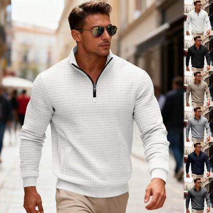 Herren Stehkragenpullover Sportlich Reißverschluss - BerlinGlamour