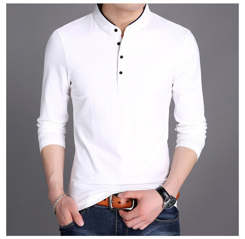 Herren Polohemd Langarm Modern Stehkragen Elegant