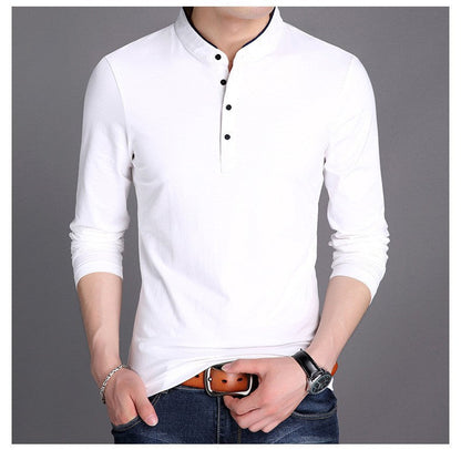 Herren Polohemd Langarm Modern Stehkragen Elegant