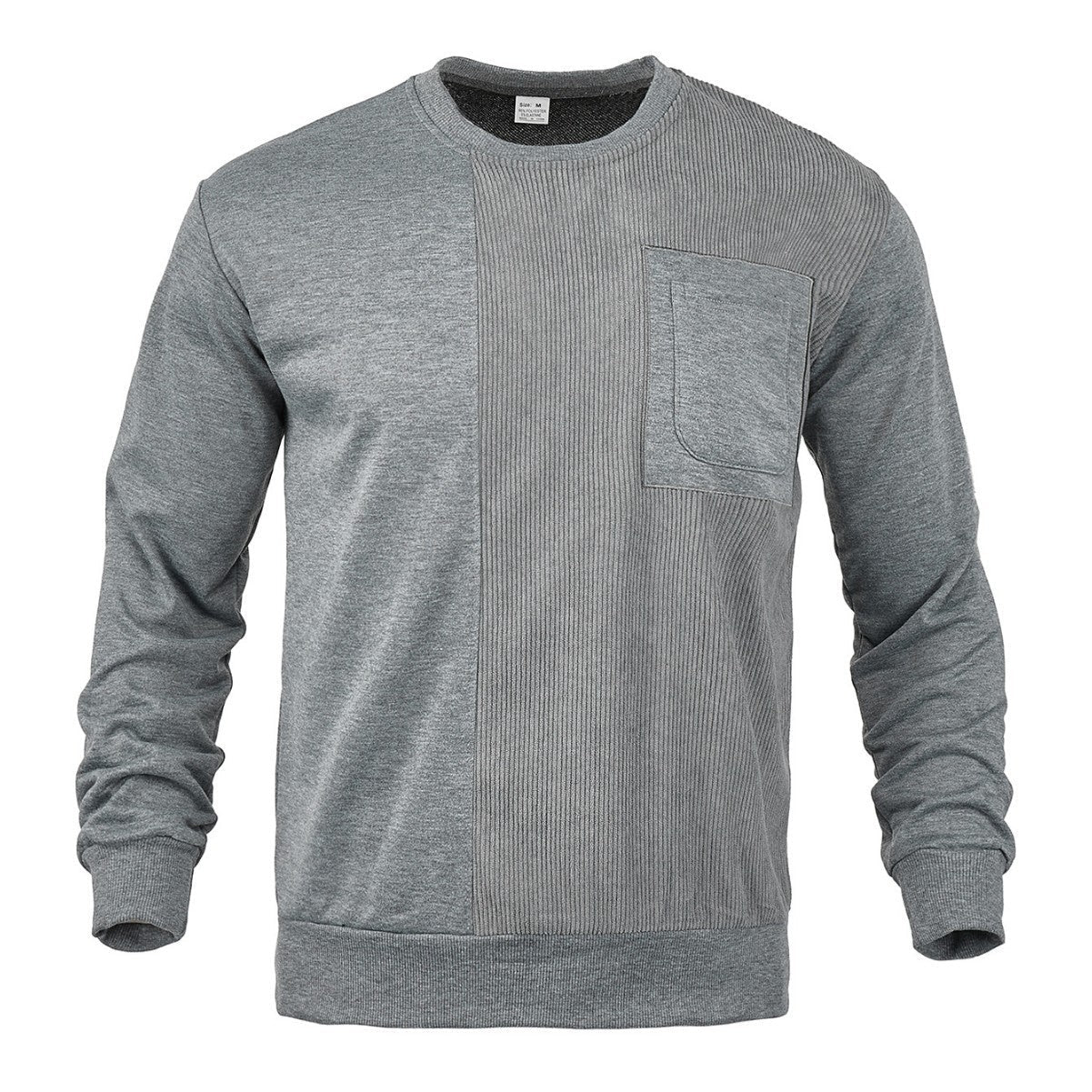 Herren Sweatshirt Crewneck Strukturiert mit Brusttasche Modern