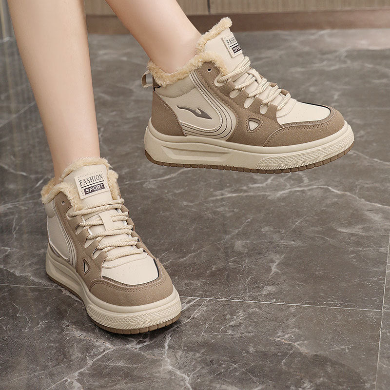 Damen Sneaker High-Top Kuschelig Fleece Innensohle Rutschfest