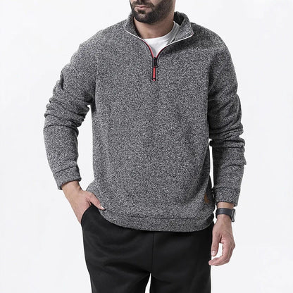 Herren Fleece Pullover Strukturiert Halbzipp - BerlinGlamour