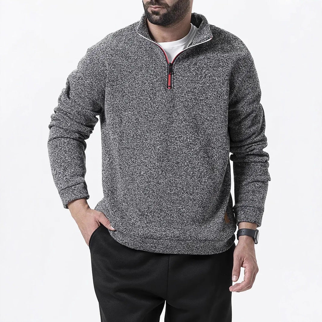 Herren Pullover Stehkragen Reißverschluss Strukturiert Modern - BerlinGlamour