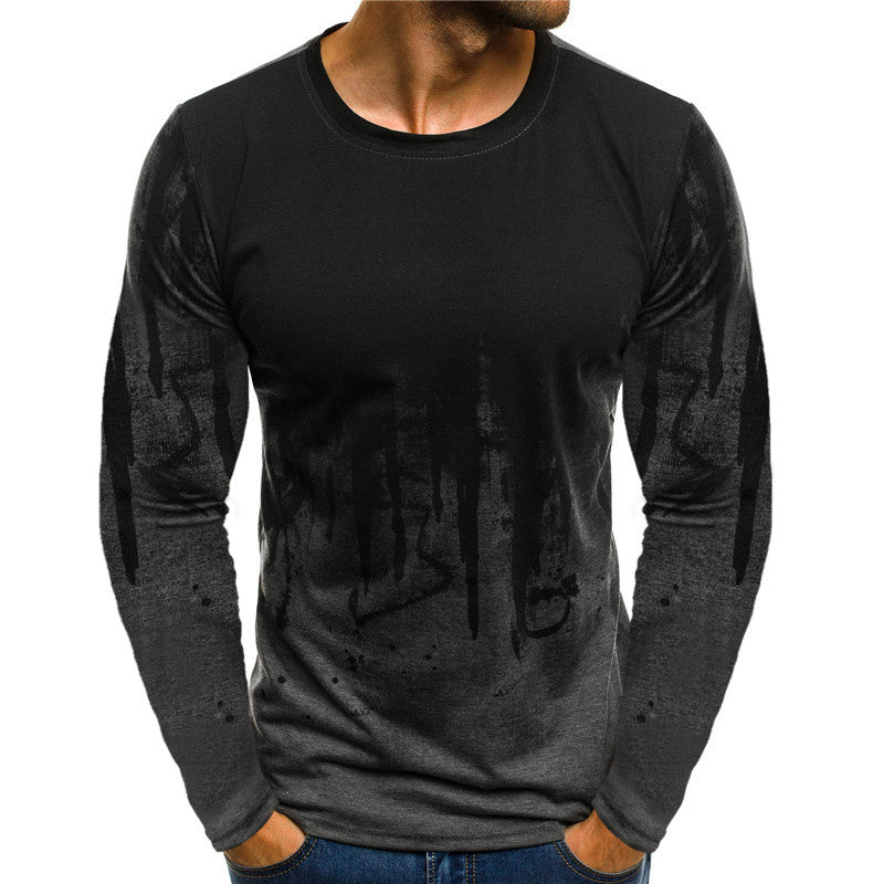 Herren Langarmshirt Modern Grafik Sportlich Slimfit
