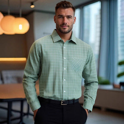 Herren Baumwollhemd Kariert Modern Berlin Style