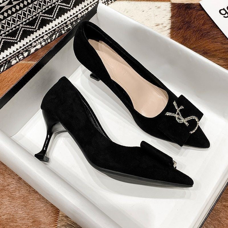 Damen Pumps Hochhackig mit Blockabsatz und Druckknöpfen Elegant