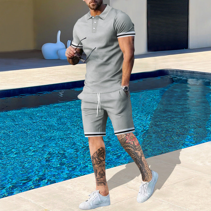 Herren Sportset Poloshirt Shorts Modern Sommer